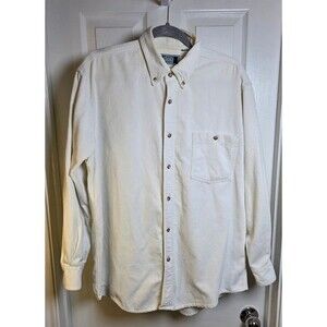 Vintage 90s Sutter & Grant Cream Corduroy Button Down Shirt Size L Oversized